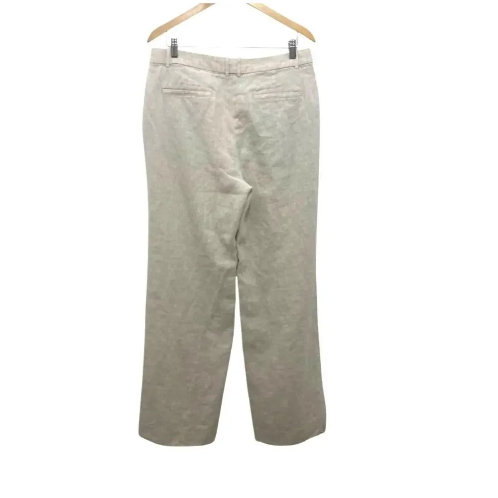 Banana Republic Lina Straight-Leg Linen Pants Sz 12 Tall Long Capsule Wardrobe